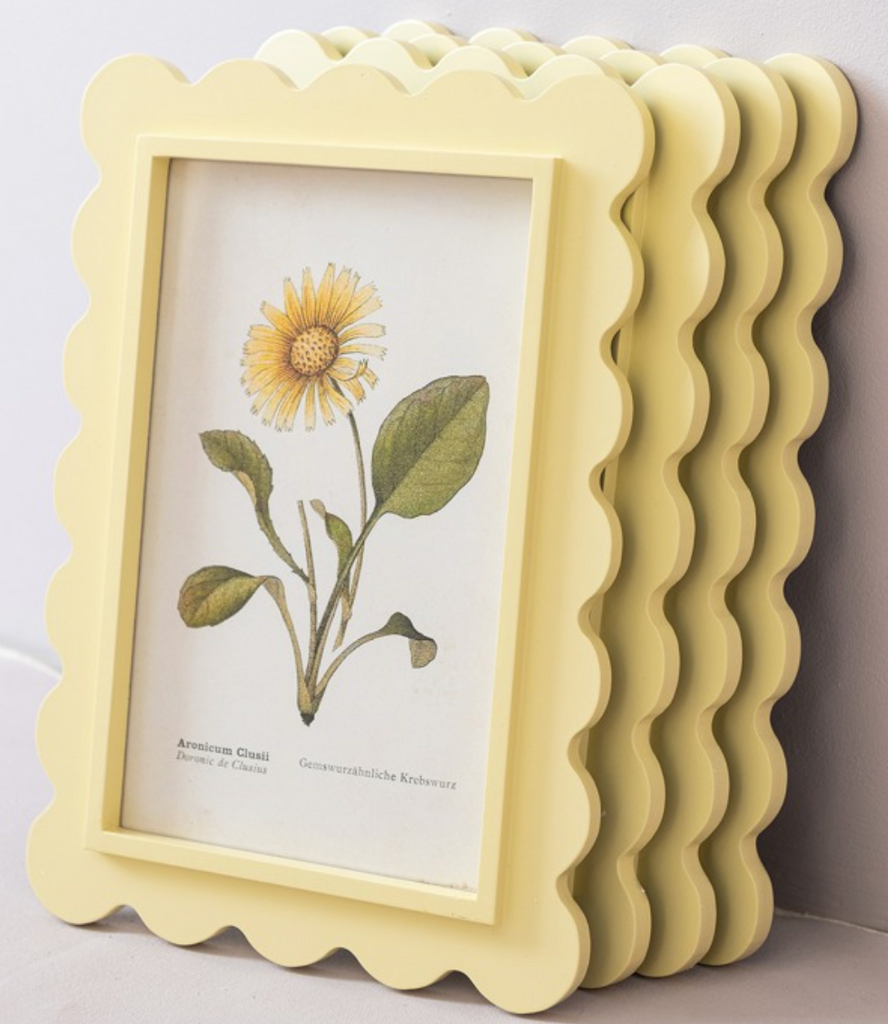 FLORAL WALL ART WITH YELLOW SCALLOPED FRAME - IN STORE PICK UP ONLY!