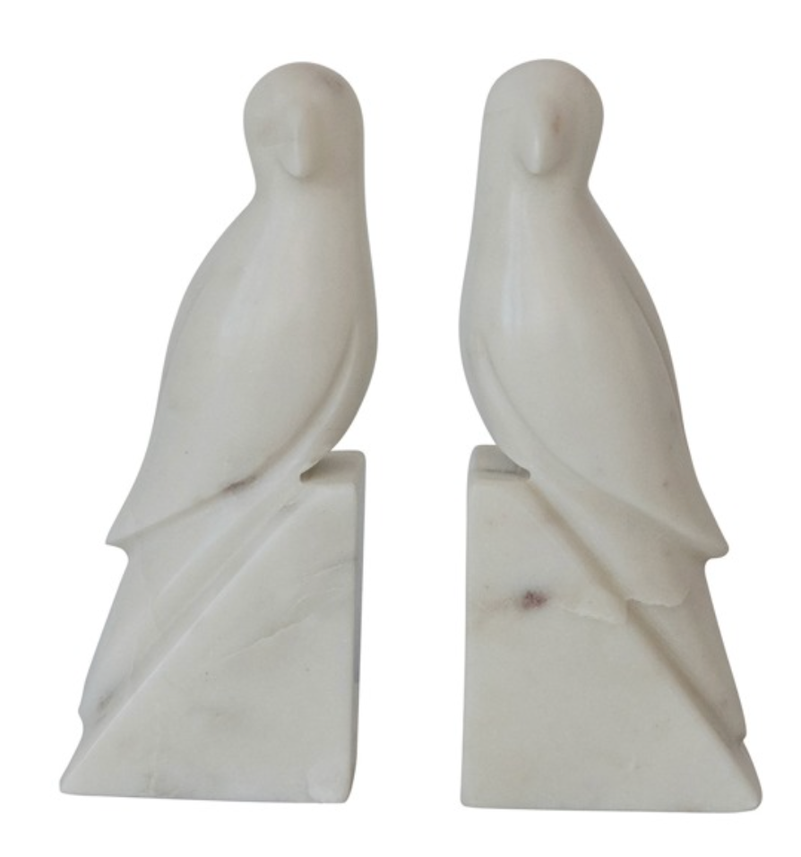 MARBLE PARROT BOOKEND SET - IN STORE PICK UP ONLY!