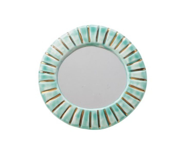 STONEWARE MIRROR - GREEN