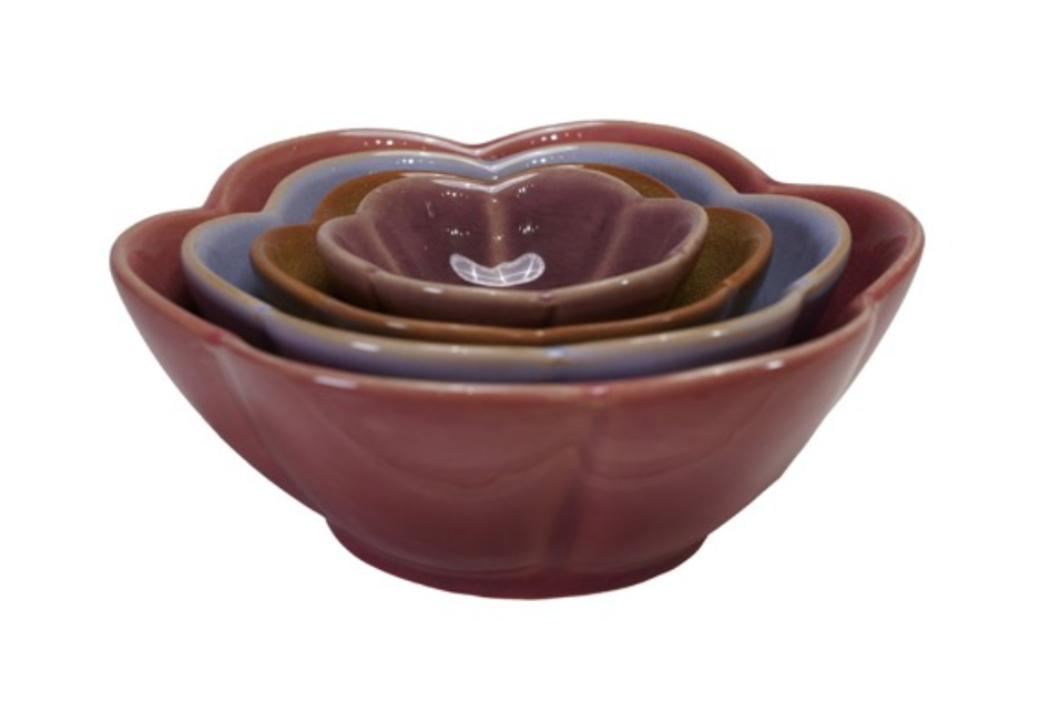 STONEWARE FLOWER-SHAPED PREP BOWLS