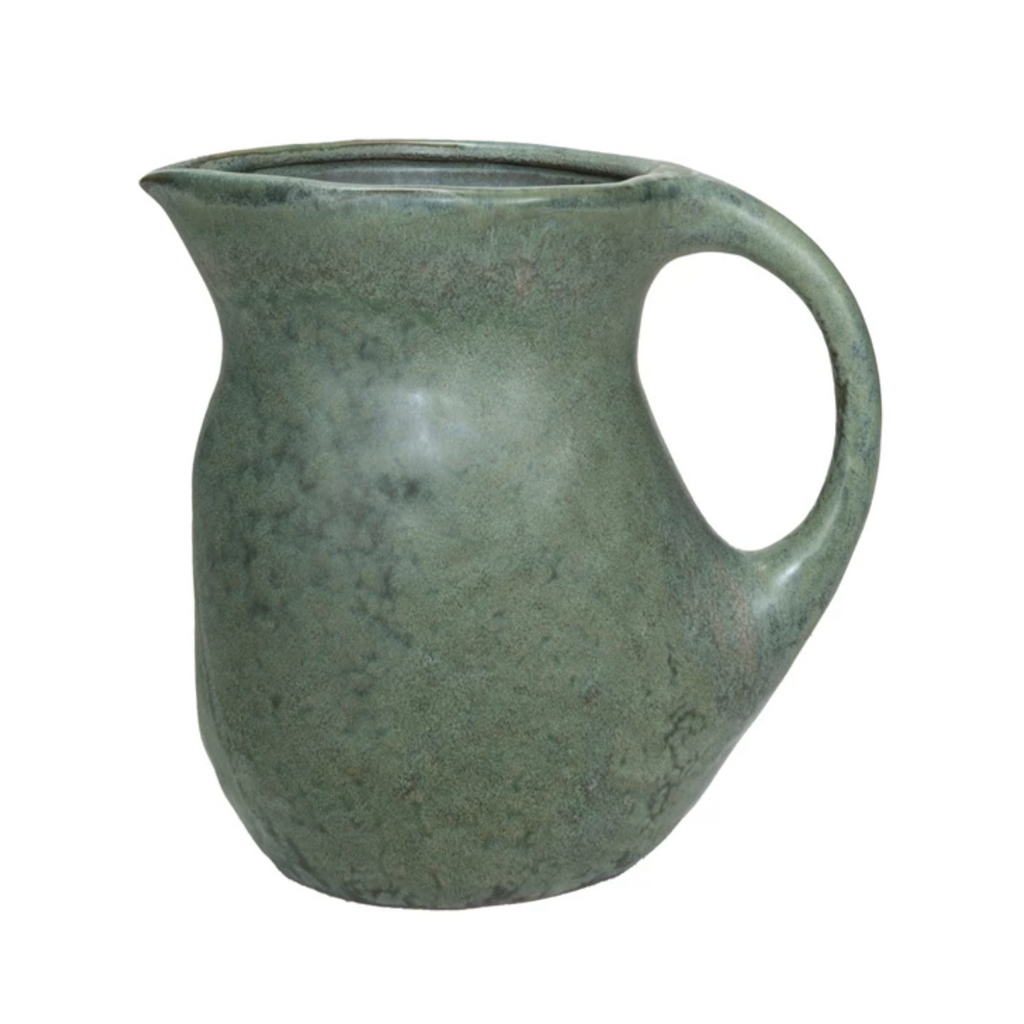 STONEWARE PICHER - REACTIVE GLAZE MATTE TEAL - IN STORE PICK UP ONLY!