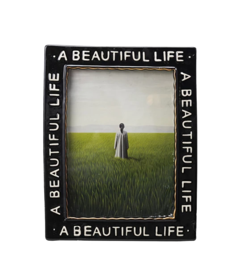 A BEAUTIFUL LIFE EMBOSSED PHOTO FRAME WITH ELECTROPLATING