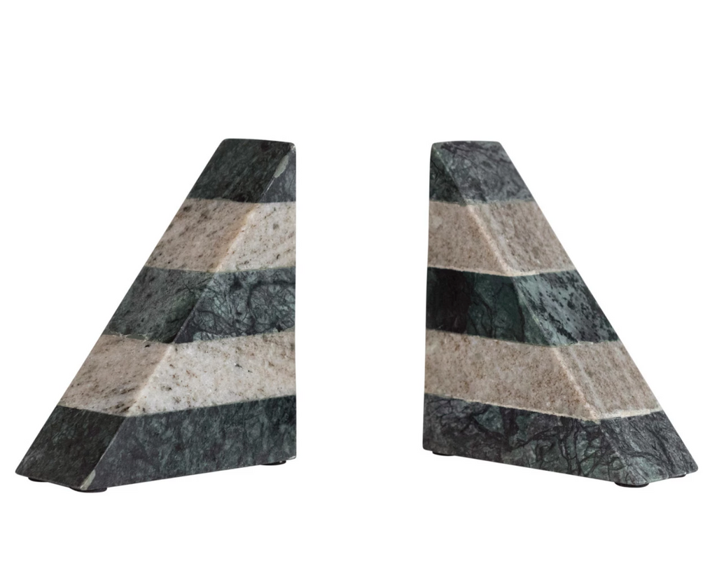 MARBLE BOOKENDS - BROWN & BLACK - SET OF 2 - IN STORE PICK UP ONLY!