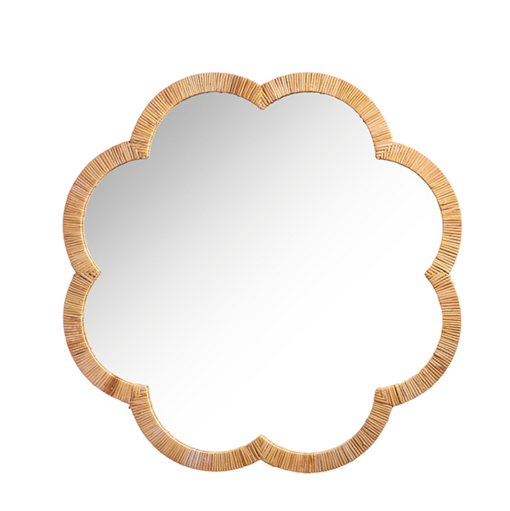 SCALLOPED RATTAN MIRROR - IN STORE PICK UP ONLY!