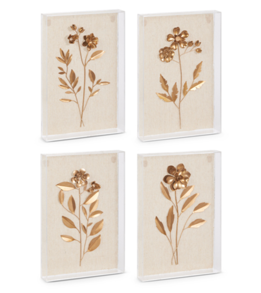 GOLDEN BOTANICAL ACRYLIC BOX FRAMED WALL ART 12"