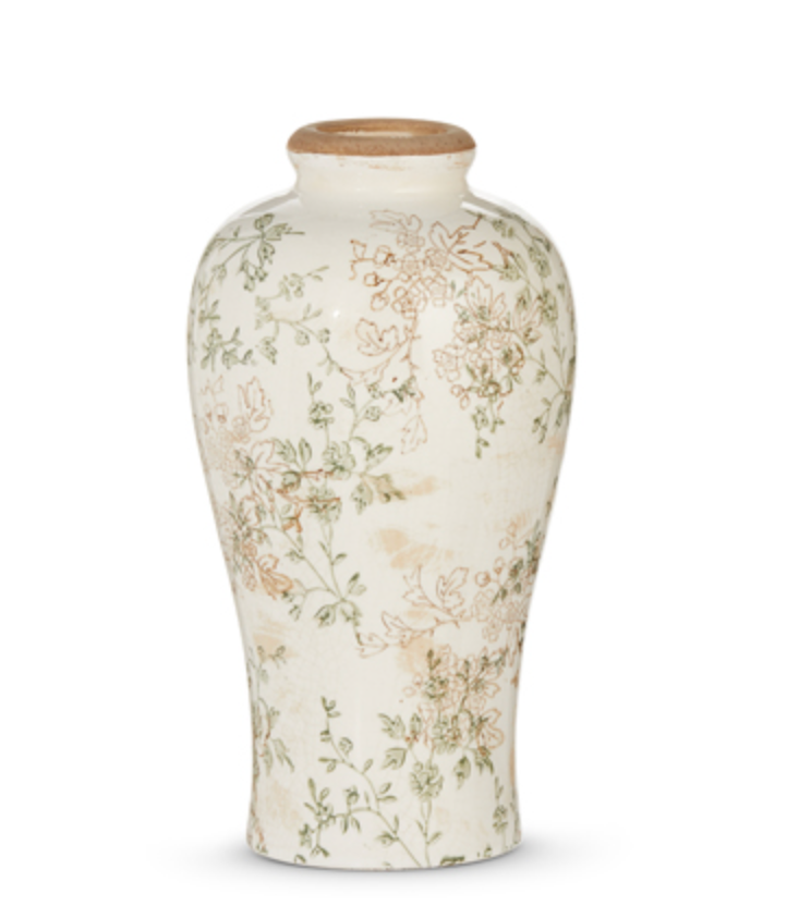 TAUPE FLORAL VASE - IN STORE PICK UP ONLY!