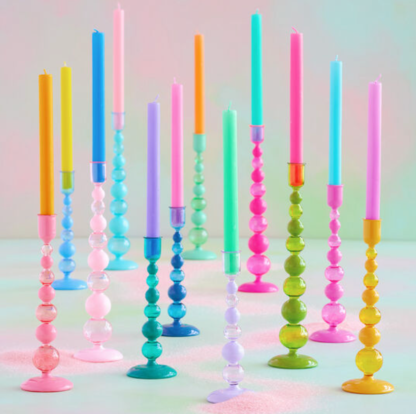 SUGAR PLUM FINIAL CANDLE HOLDER - 3 SIZES - ASSTD COLORS