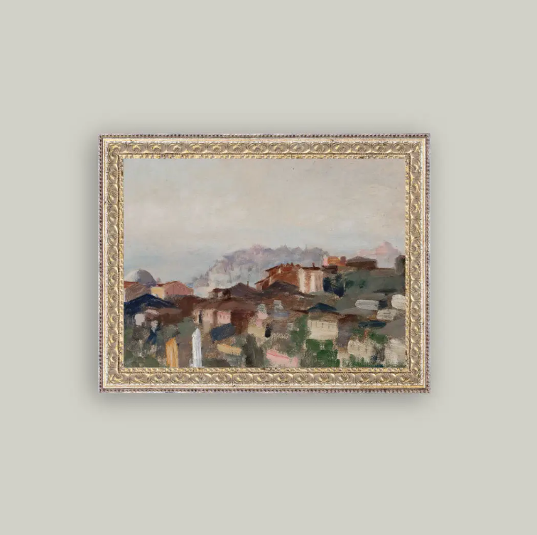 VIEW OF CONSTANTINOPLE FRAMED ANTIQUE ART - 16X12 - IN STORE PICK UP ONLY!