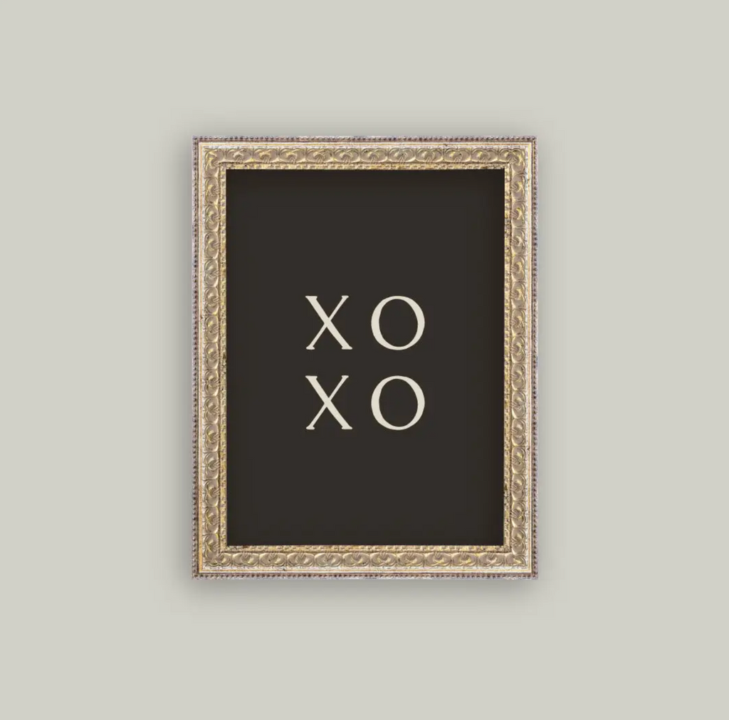 XOXO BLACK BACKGROUND FRAMED ANTIQUE ART - 5X7 - IN STORE PICK UP ONLY!