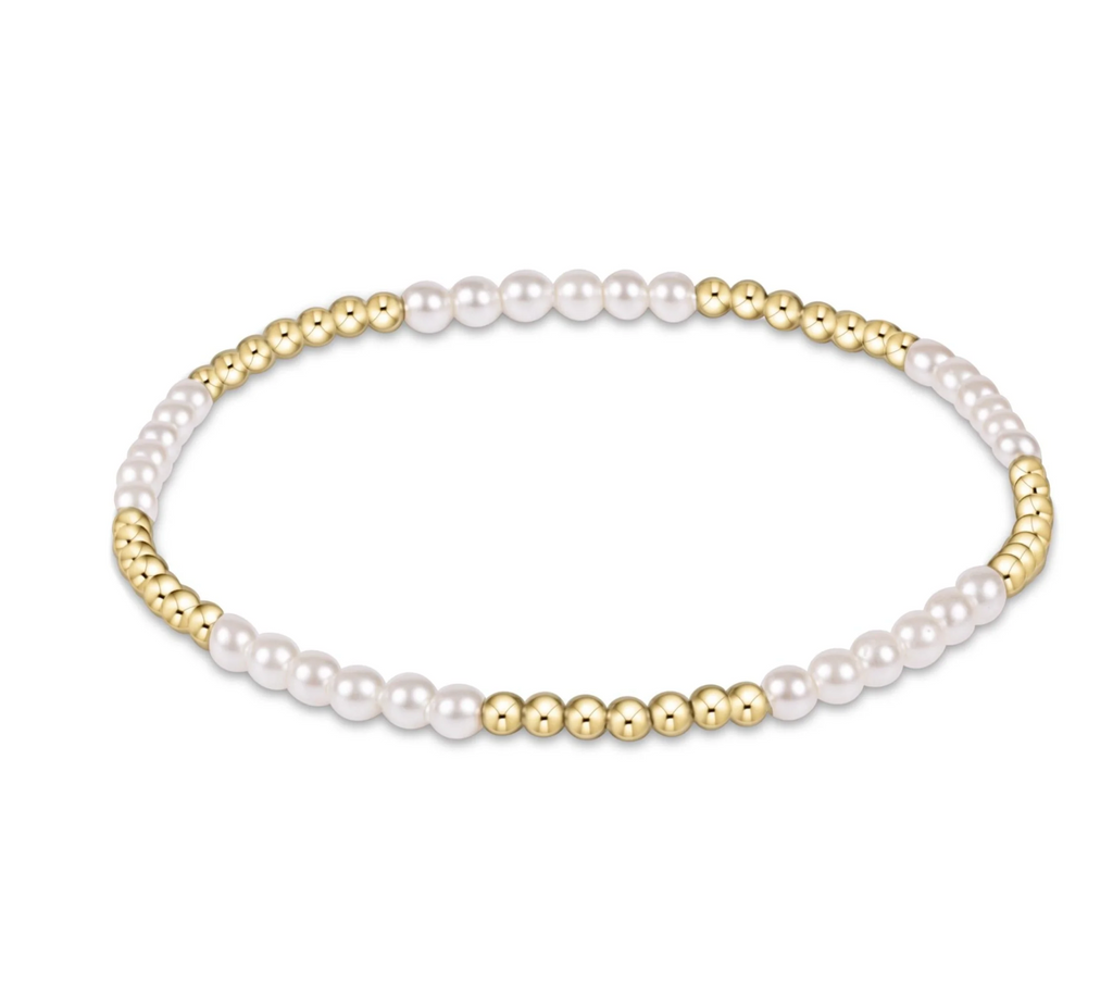 E NEWTON CLASSIC BLISSFUL PATTERN 2.5MM BEAD BRACELET - 3MM PEARL