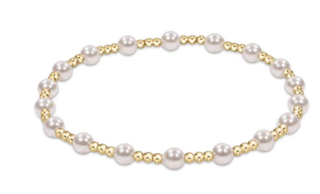 E NEWTON CLASSIC SINCERITY PATTERN 4MM BEAD BRACELET PEARL