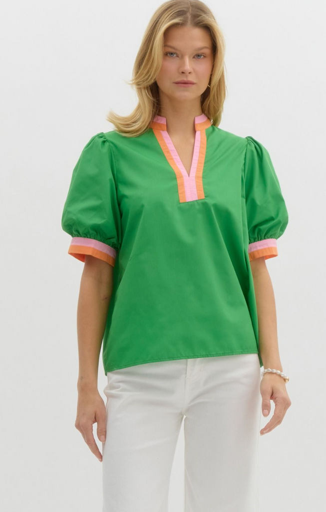 PUFF SLEEVE TOP - GREEN