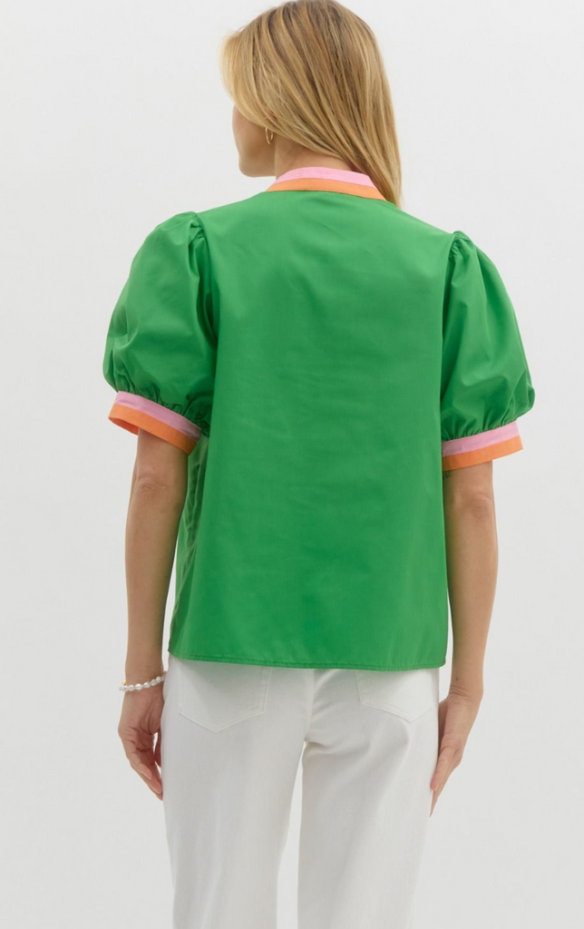 PUFF SLEEVE TOP - GREEN
