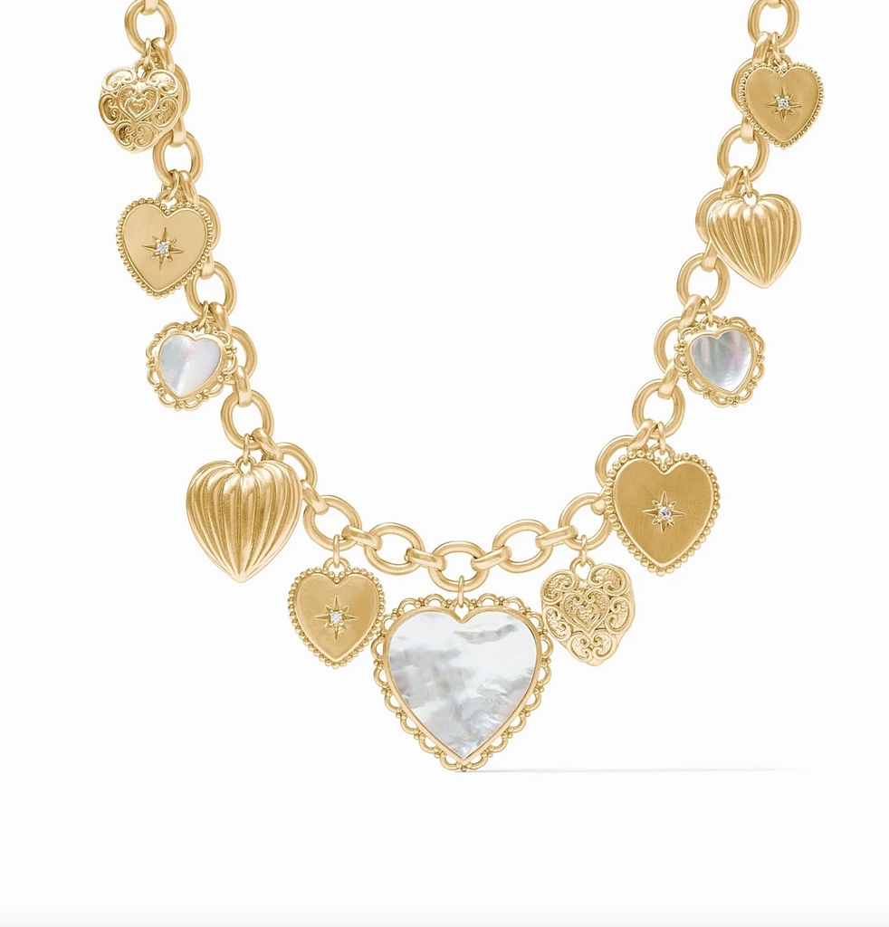 JULIE VOS HEART CHARM NECKLACE - MOTHER OF PEARL