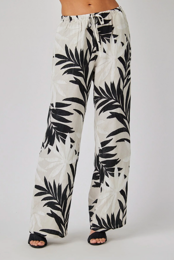 BELLA DAHL WIDE LEG WITH DRAWSTRING - PALM PRINT