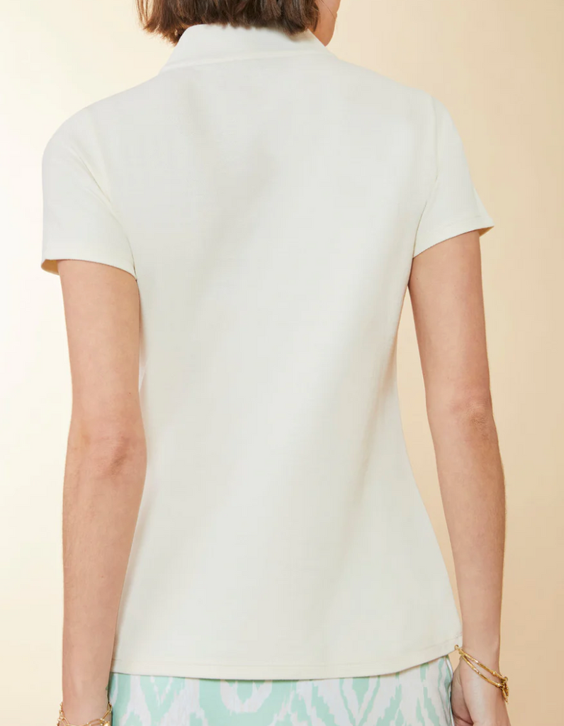 SHORT SLEEVE SERENA HALF ZIP TOP - BUTTERCREAM