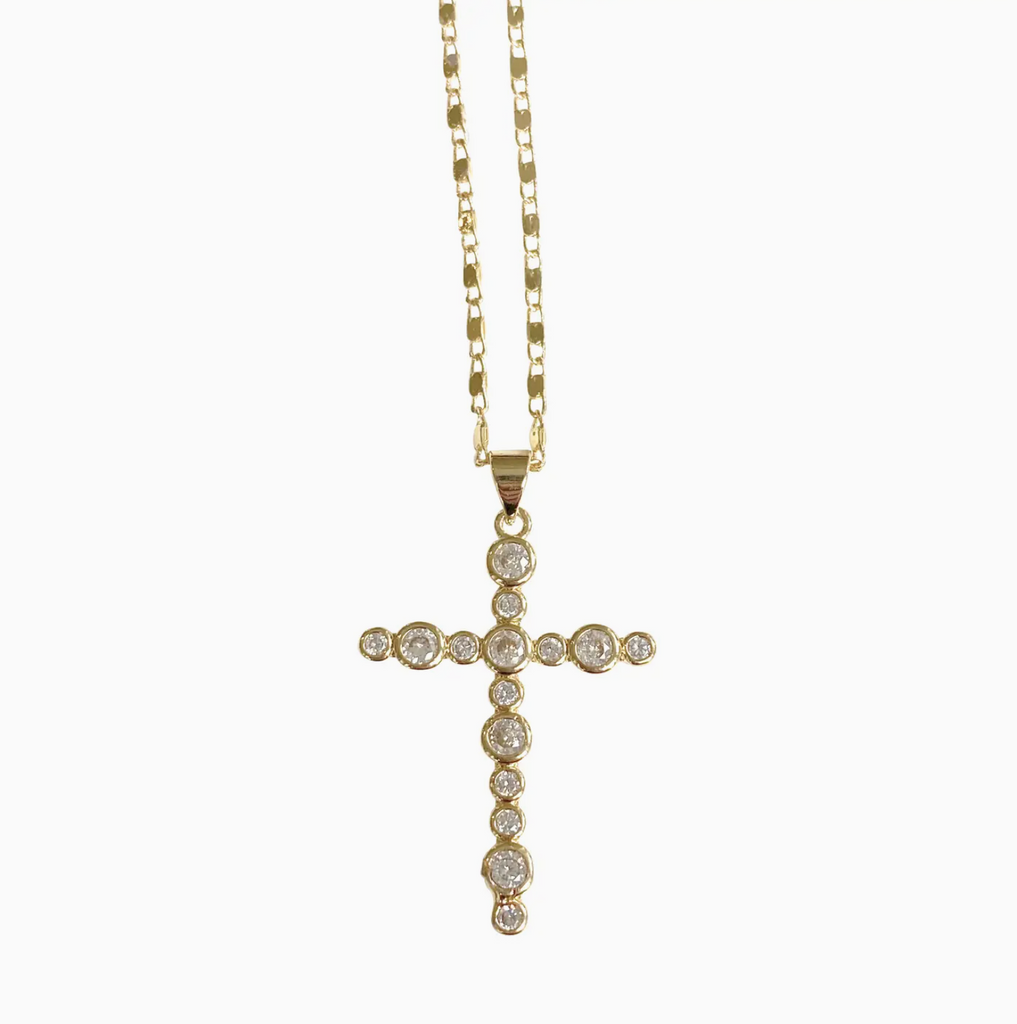 BEZEL GOLD CROSS NECKLACE