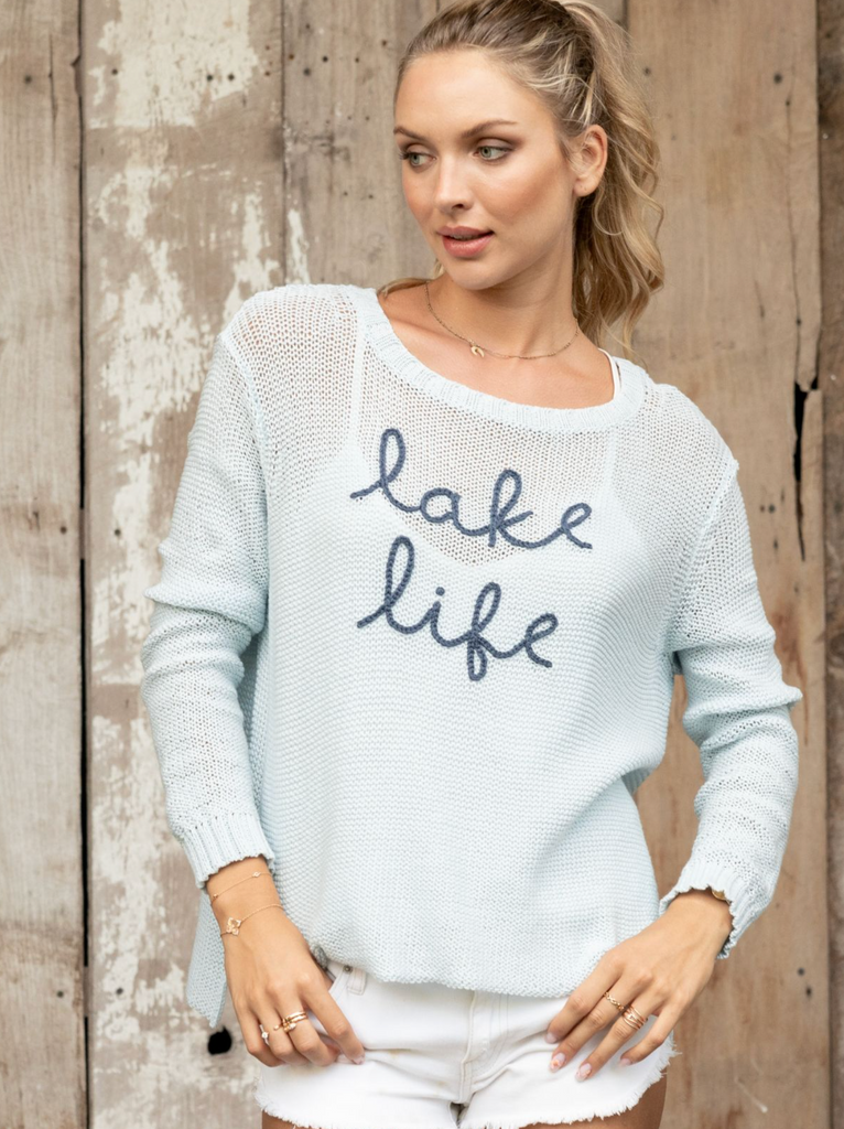 WOODEN SHIPS LAKE LIFE TOP COTTON-VENTANA BLUE/TWILIGHT SKY