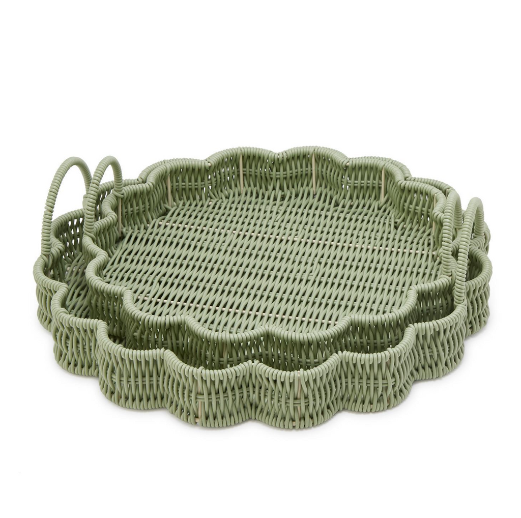 ROUND SCALLOPED TRAY - GREEN - 2 SIZES