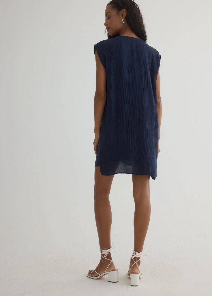 BELLA DAHL TIE FRONT VNECK MINI DRESS - NAVY