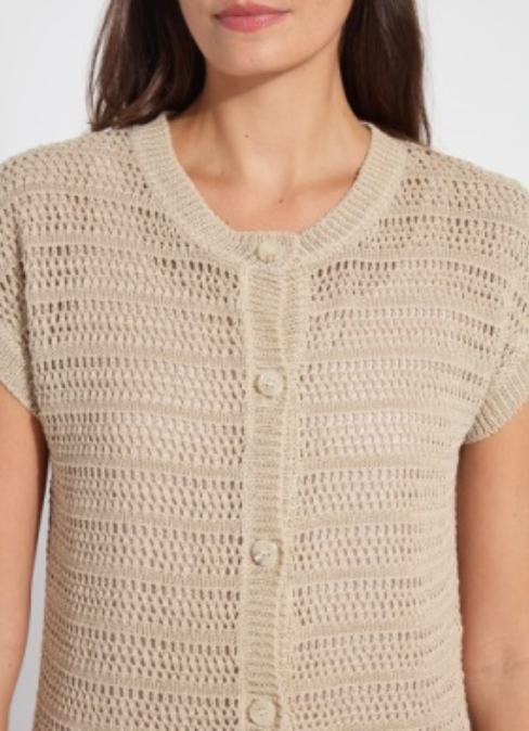 LYSSE' BRISA LINEN MESH SLEEVLESS CARDI