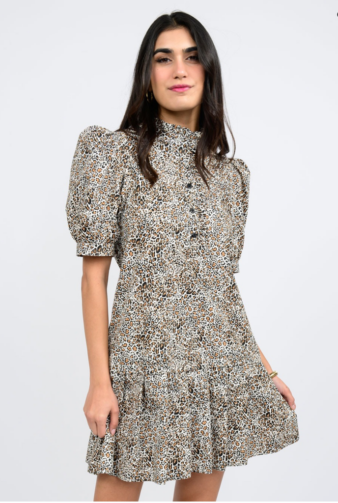 LEOPARD PLEATED DRESS