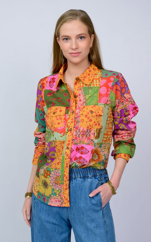 PATCHWORK CAMP SHIRT IN MULTI