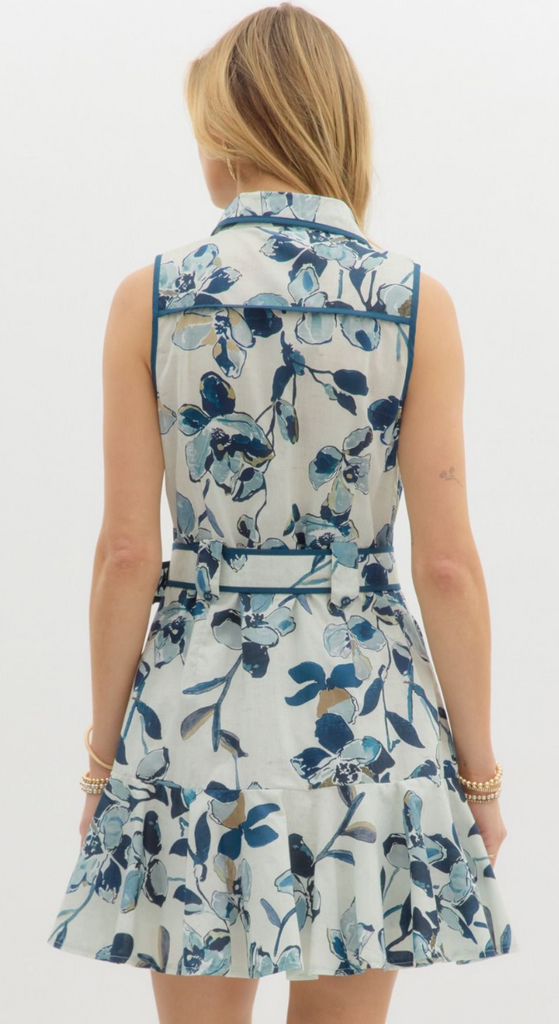FLORAL PRINT SLEEVELESS MINI DRESS