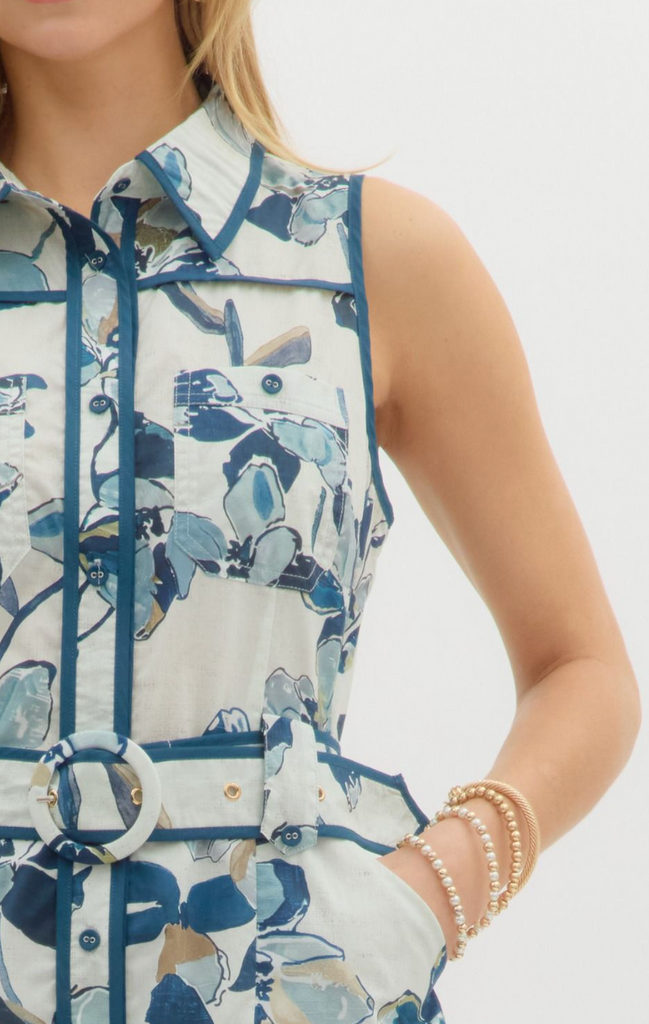 FLORAL PRINT SLEEVELESS MINI DRESS