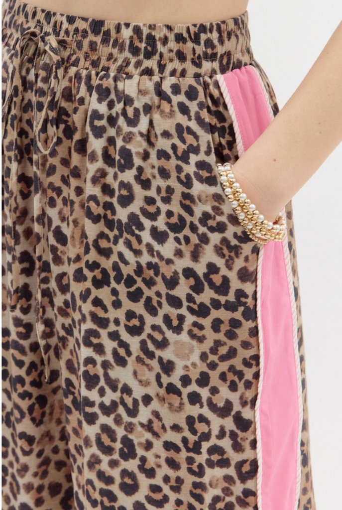 HIGH WAISTED WIDE LEG PANT - CHEETAH PRINT