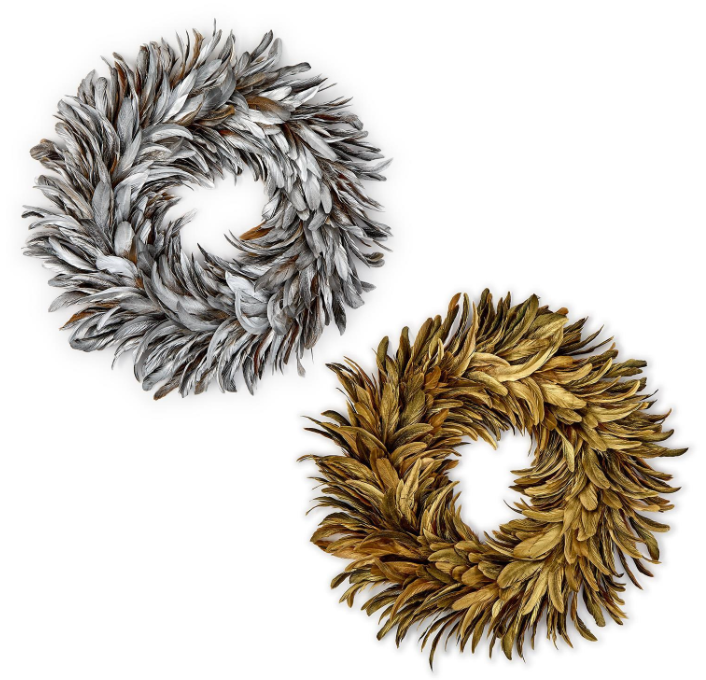 SHIMMERING PLUMAGE FEATHER HOLIDAY WREATH