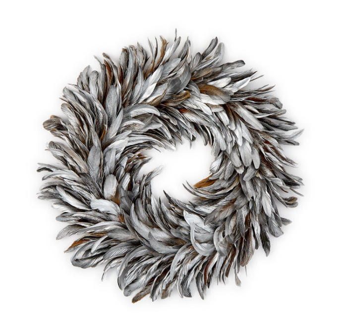 SHIMMERING PLUMAGE FEATHER HOLIDAY WREATH