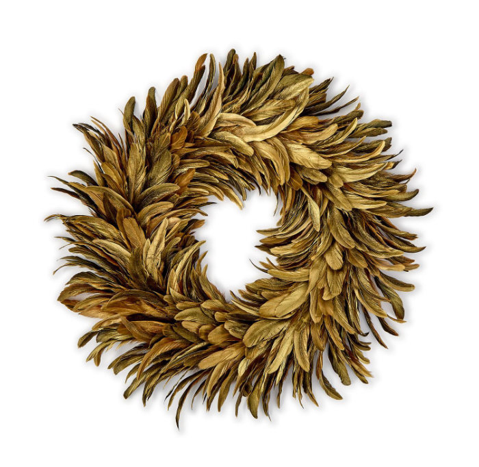 SHIMMERING PLUMAGE FEATHER HOLIDAY WREATH