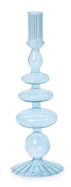 HAND-BLOWN GLASS CANDLESTICKS - SHADES OF BLUE