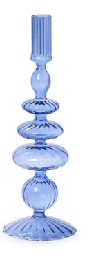 HAND-BLOWN GLASS CANDLESTICKS - SHADES OF BLUE