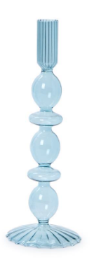 HAND-BLOWN GLASS CANDLESTICKS - SHADES OF BLUE