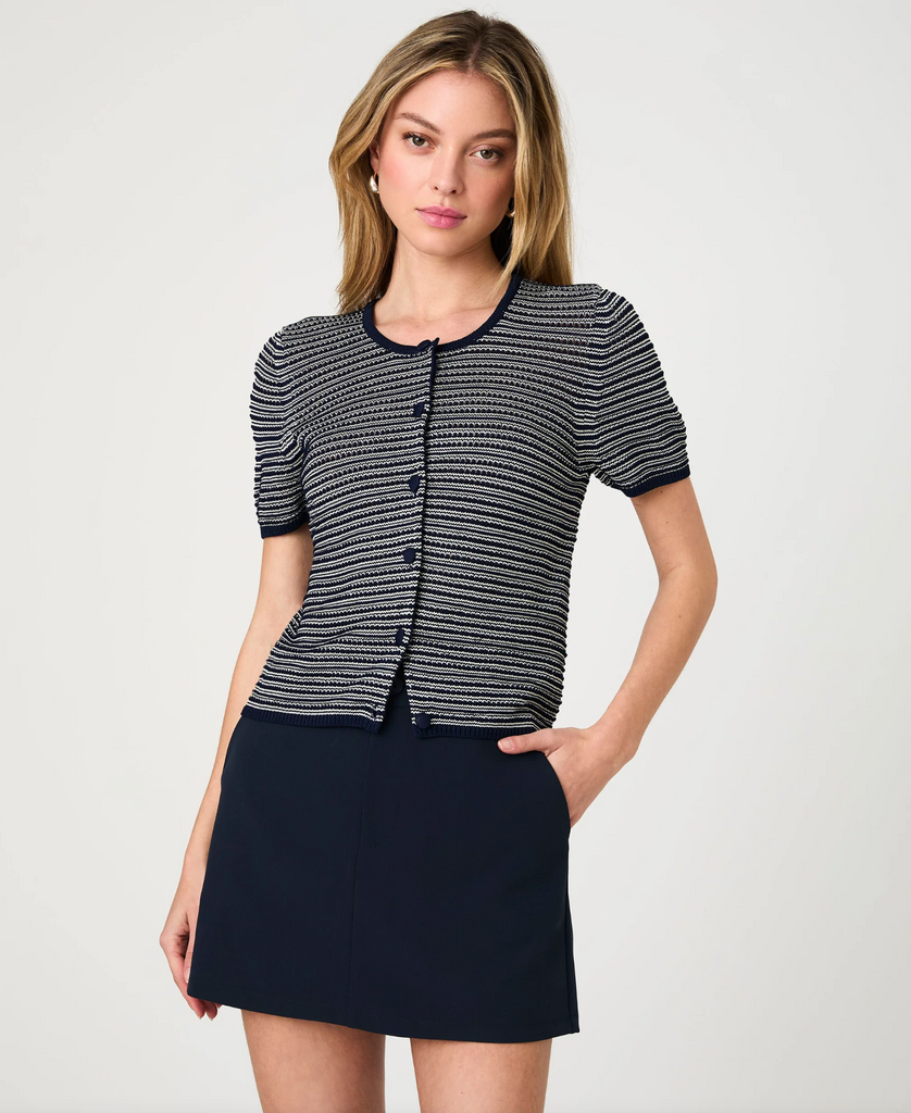 ZIGZAG STRIPE KNIT CARDIGAN - MIDNIGHT BLUE MULTI