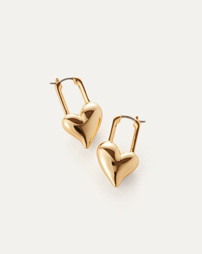 PADLOCK HEART EARRINGS - GOLD