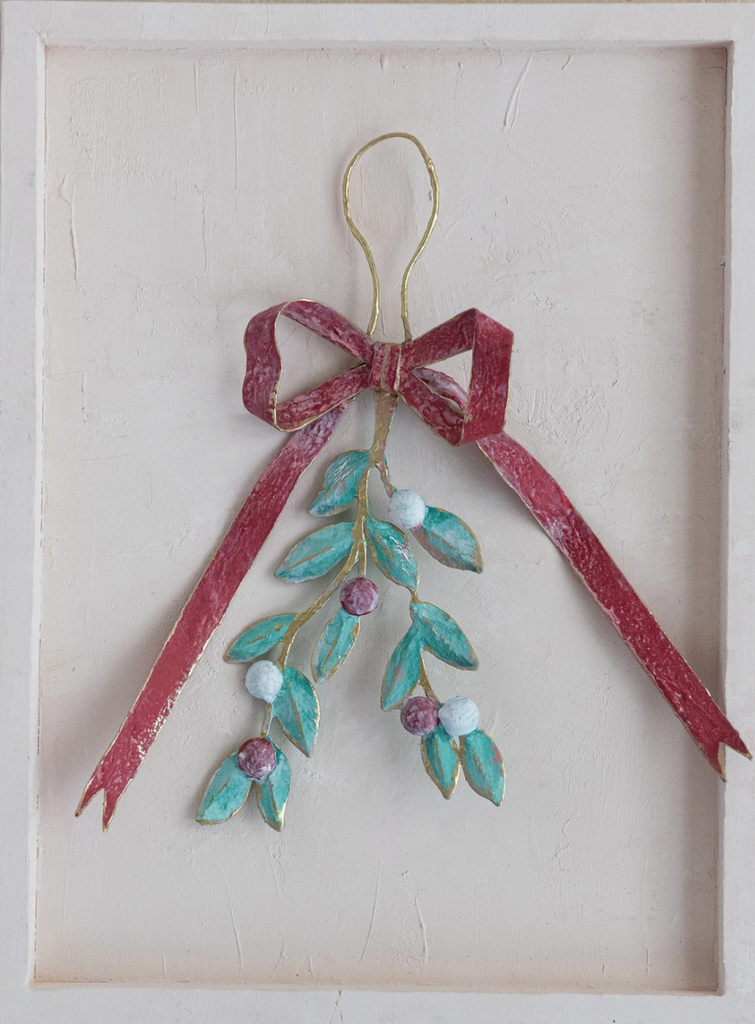 HANGING METAL BOW & MISTLETOE