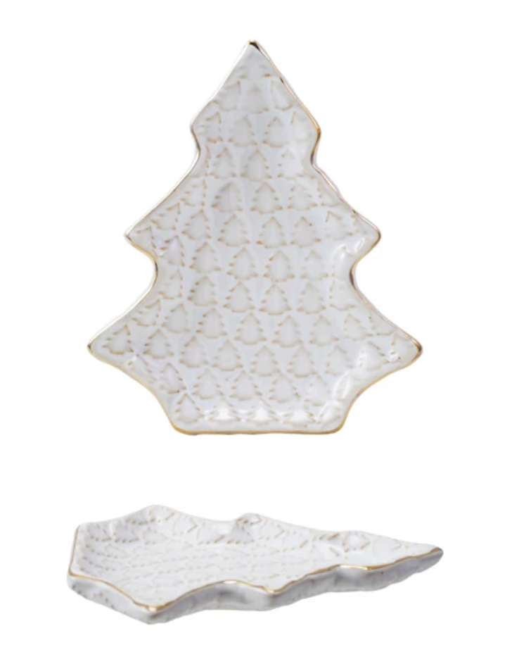 STONEWARE TREE SHAPED PLATE