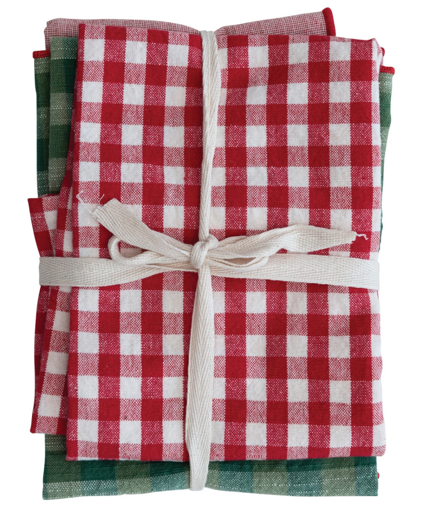 WOVEN COTTON TEA TOWELS - SET OF 3