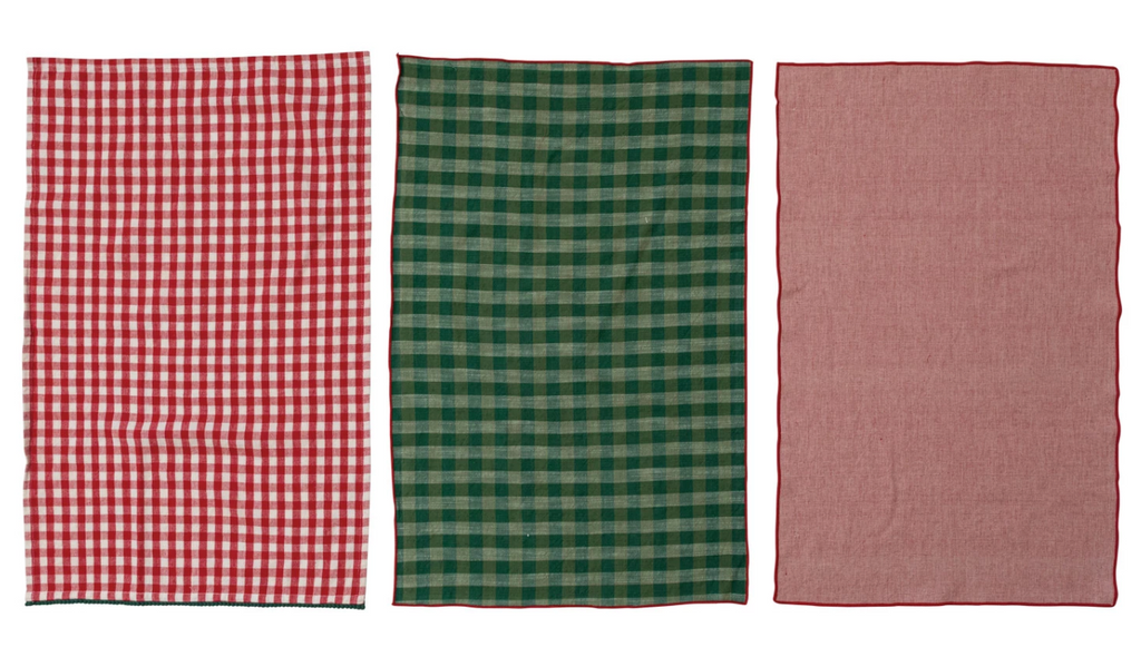 WOVEN COTTON TEA TOWELS - SET OF 3