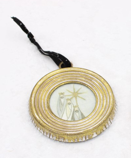 ROUND FRAMED NATIVITY ORNAMENT