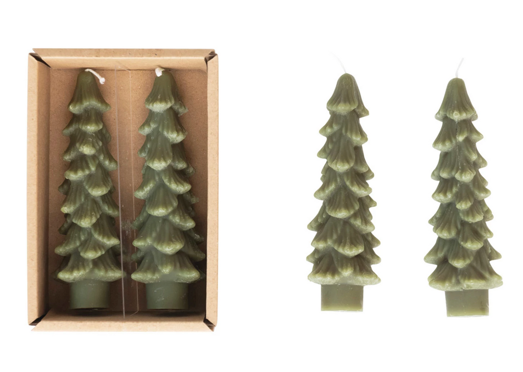 UNSCENTED TREE SHAPED TAPER CANDLES 5"H