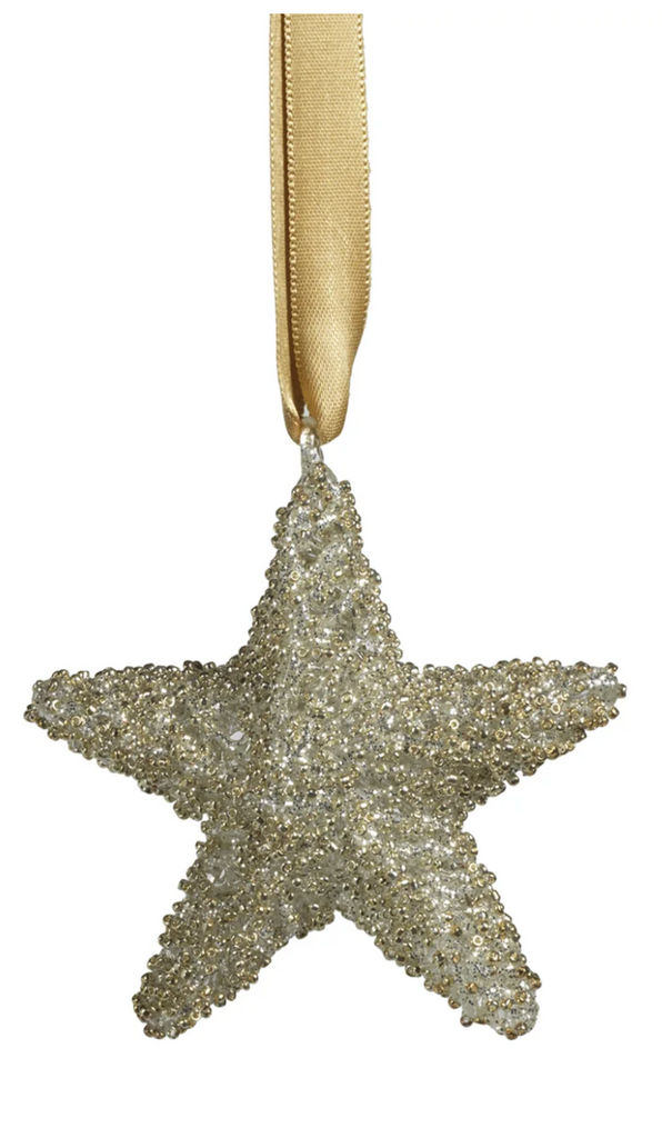 SILVER STAR GLITTER ORNAMENT