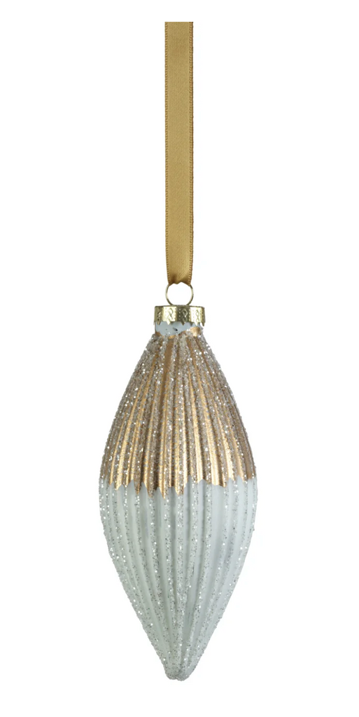 RIBBED TWO-TONED TEAR DROP ORNAMENT
