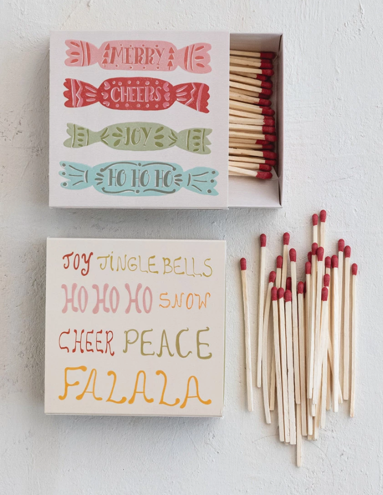 SAFETY MATCHES IN MATCHBOX WITH HOLIDAY DESIGN