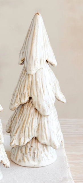 STONEWARE TREE WITH REACTIVE GLAZE - CREAM