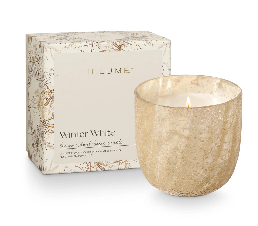 WINTER WHITE BOXED CRACKLE CANDLE