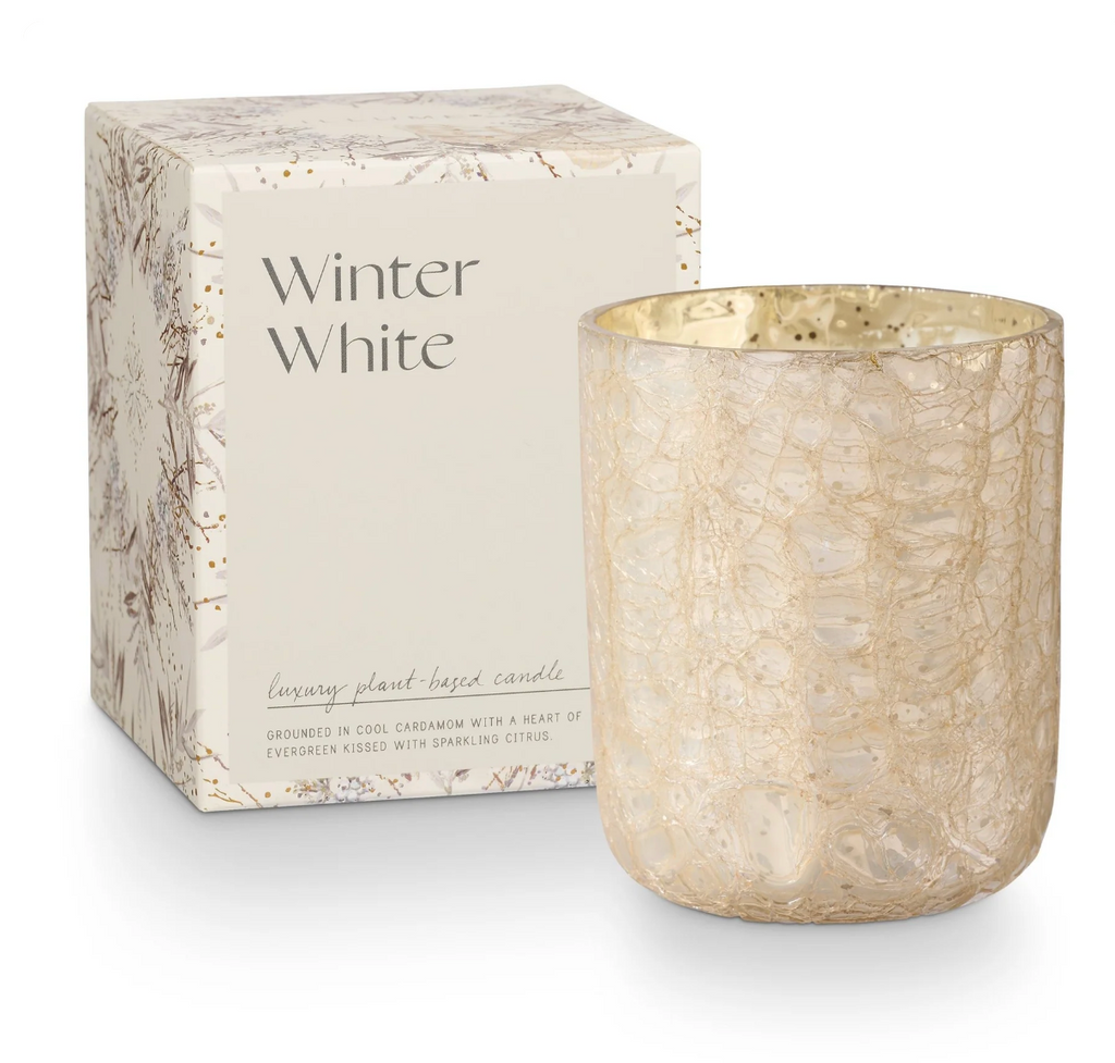 WINTER WHITE BOXED CRACKLE CANDLE